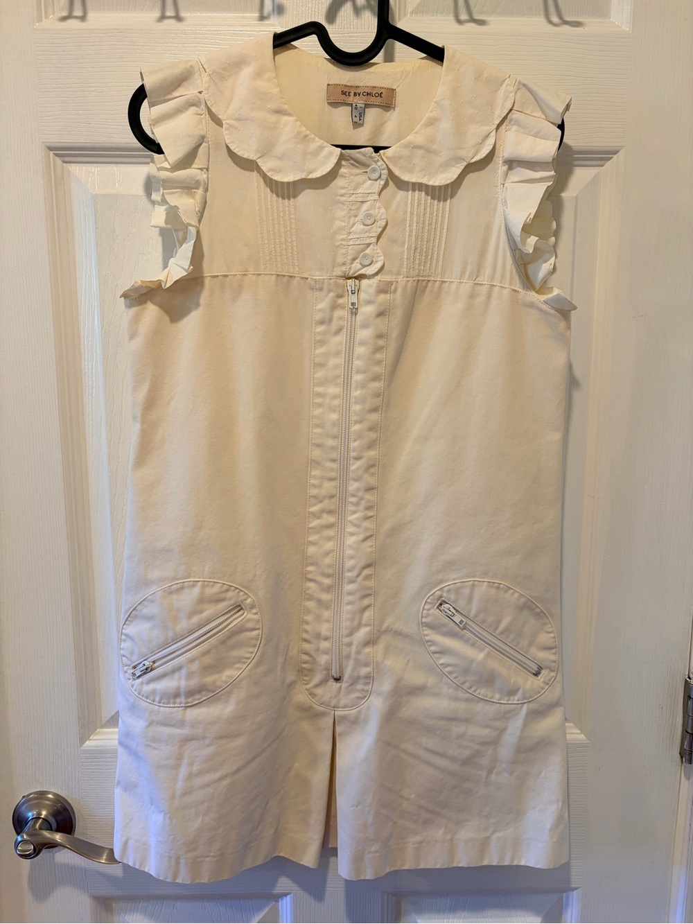 Made in Italy - SEE BY CHLOÉ Ivory Ruffle Sleeve Shift Dress